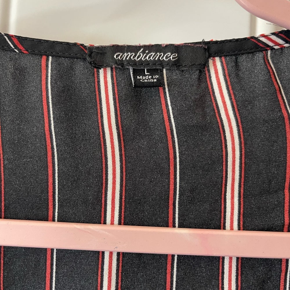Ambiance Black and Red Striped Top - Picture 2 of 3